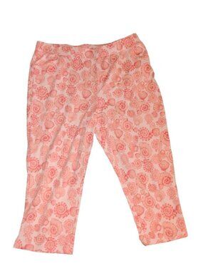 Quacker Factory Pink Shell Patterned Crop Pants